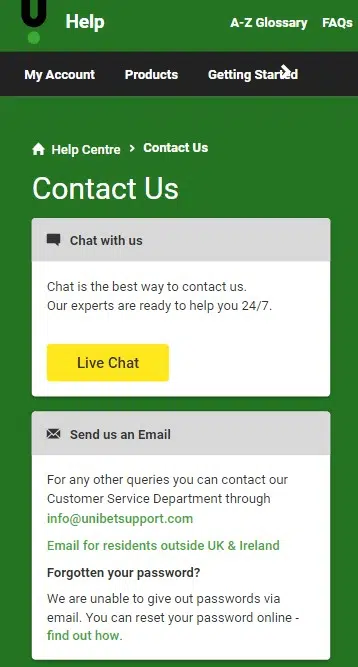 Unibet Ügyfélszolgálat
