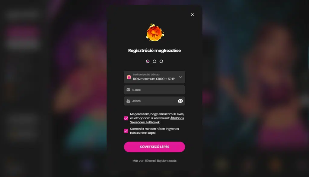 Regisztráció a Spinaro Magyarországon