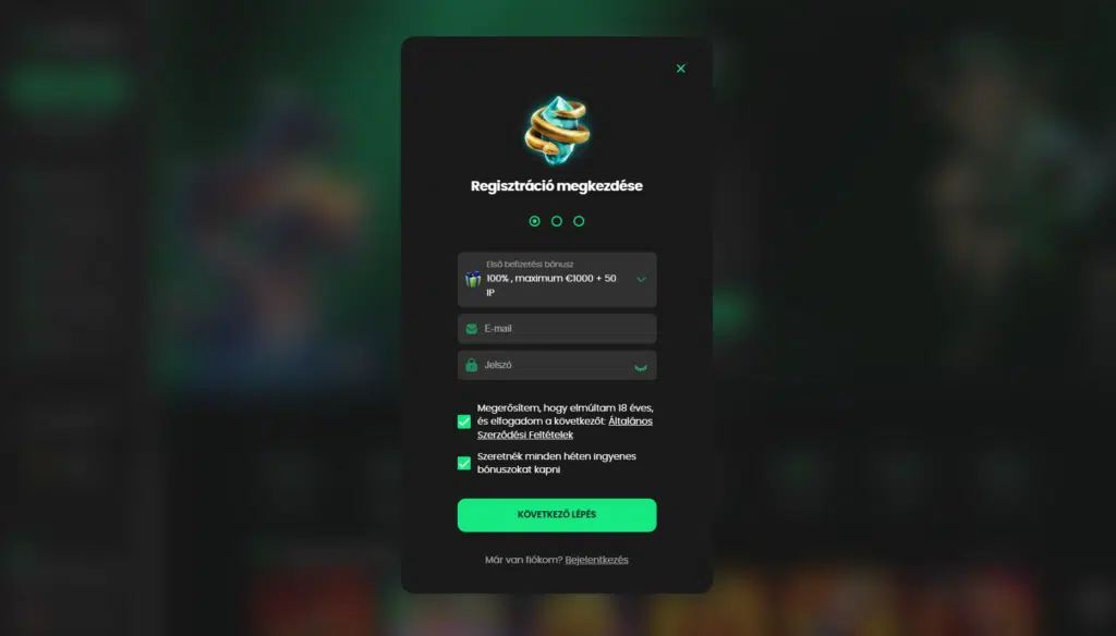 Regisztrációs folyamat a Zip Casinónál